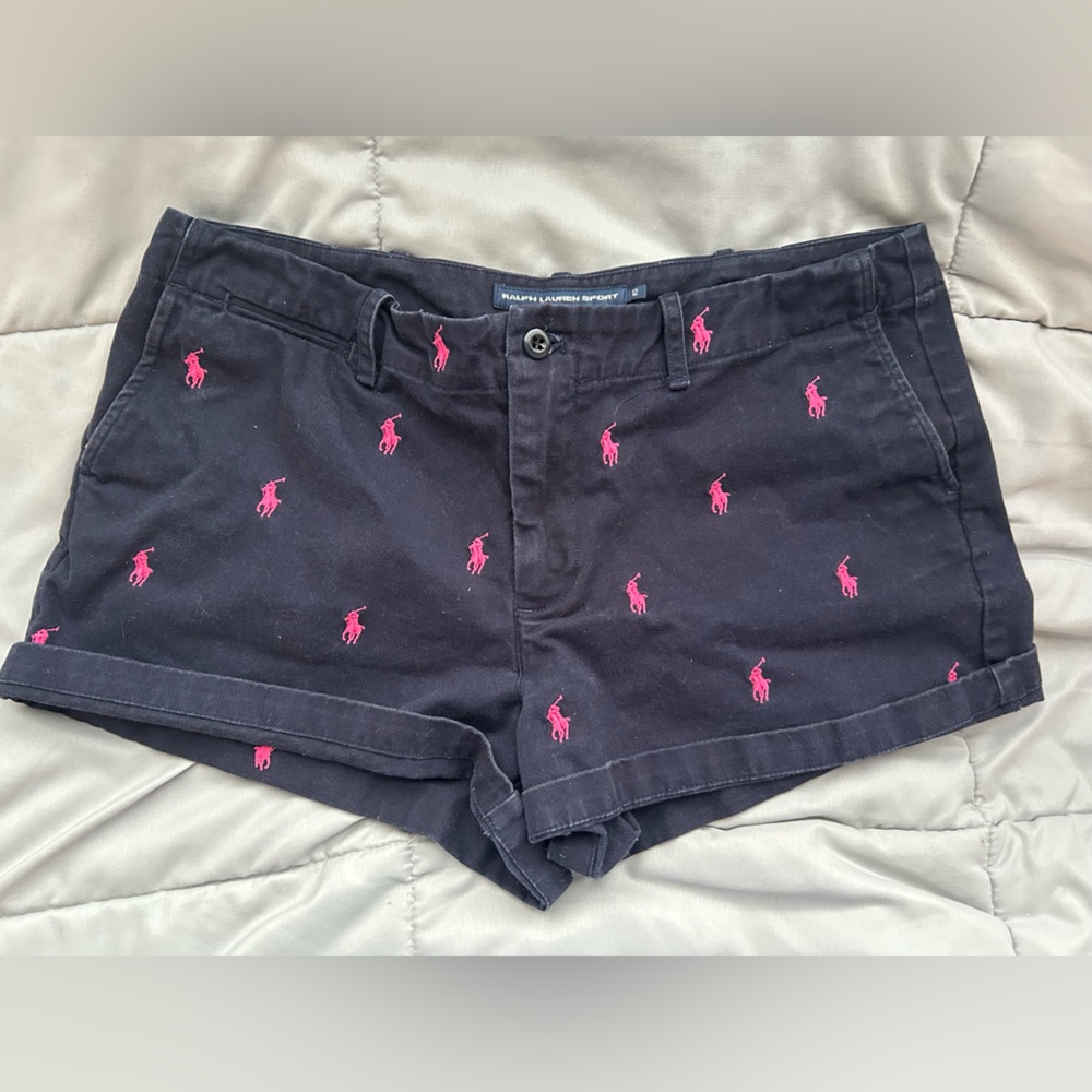 Polo by Ralph Lauren Women's Black Shorts with Pink Accents